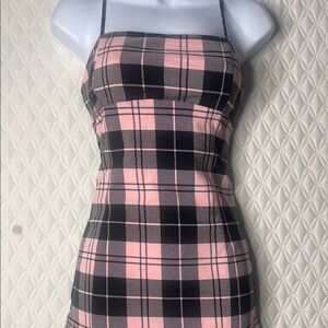 Pink and Black Plaid Dress